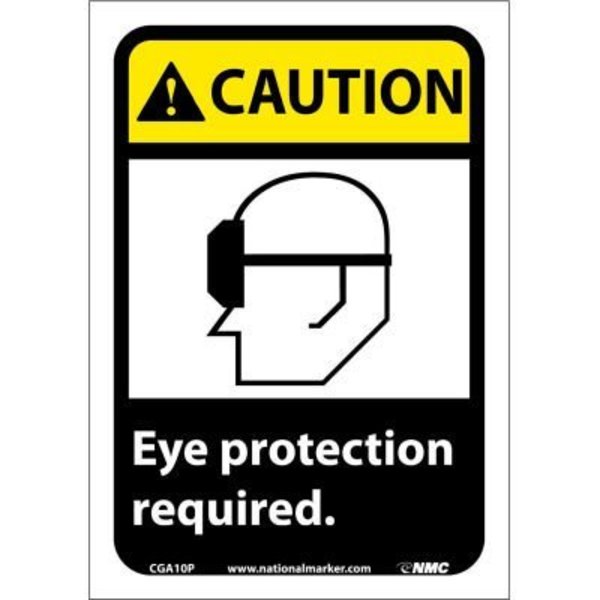 National Marker Co Graphic Signs - Caution Eye Protection Required - Vinyl 7inW X 10inH CGA10P